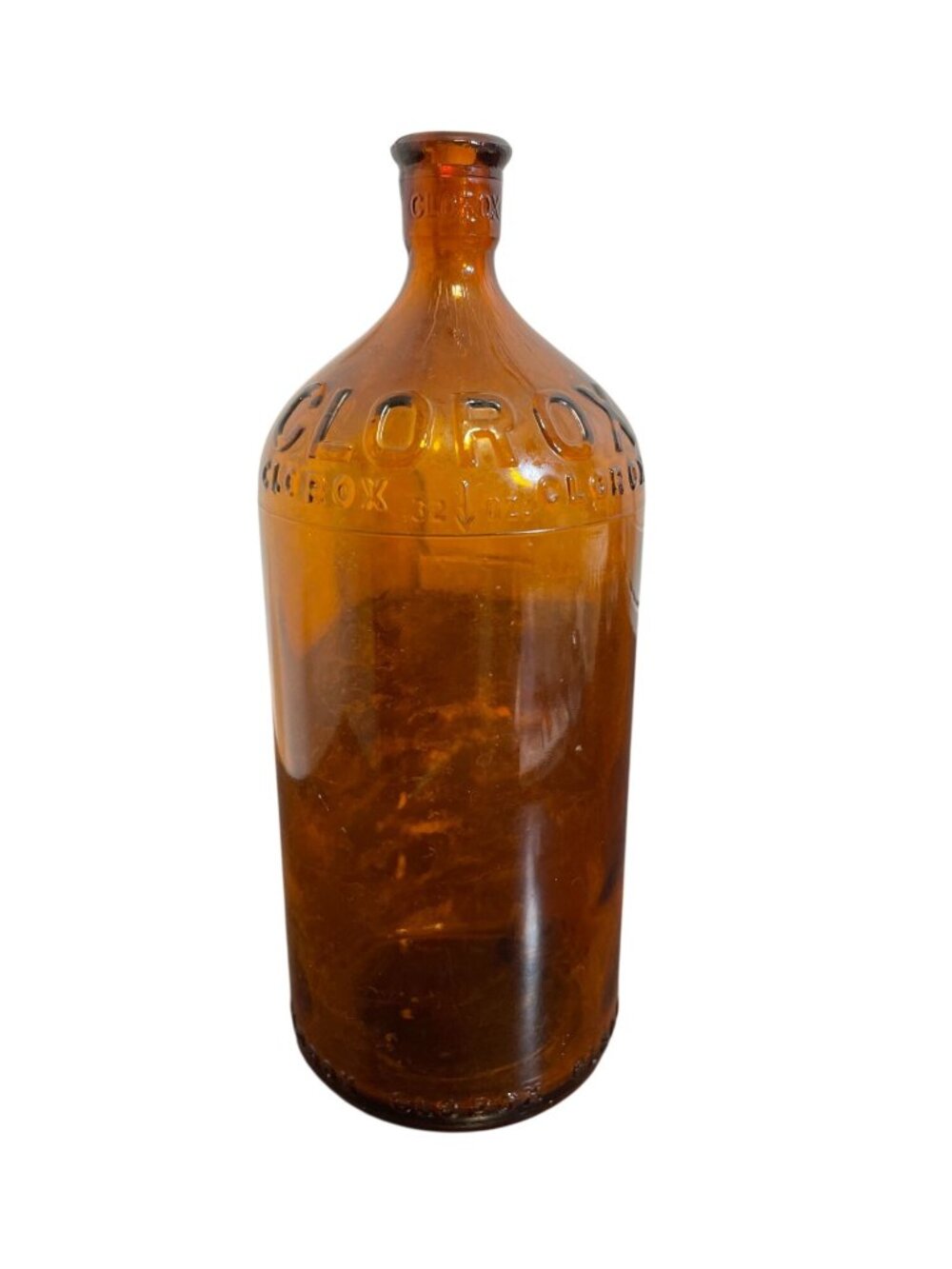 1940's Era 32oz Amber Clorox Bottle with Cork (inside!)